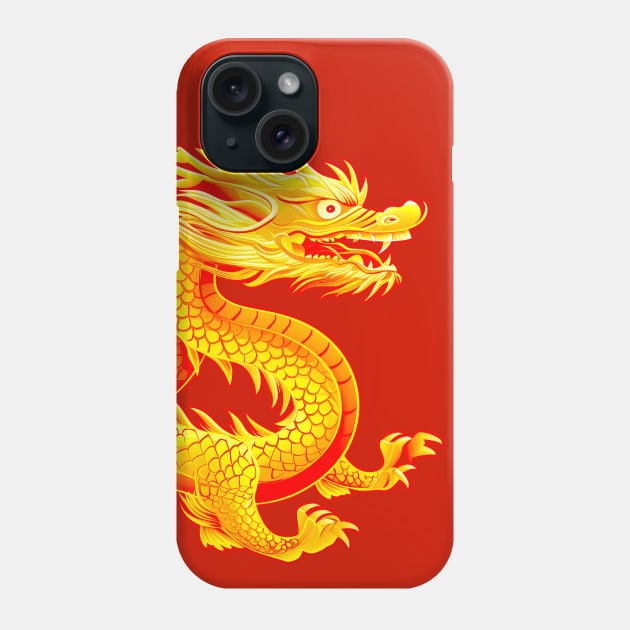 Chinese Golden Dragon on a Lucky Red Background 2: Chinese New Year, Year of the Dragon Phone Case by Puff Sumo