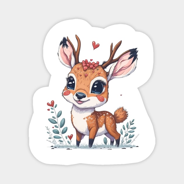 Minimal Cute Baby Deer Magnet by Imagination Gallery