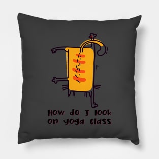 How do I look on yoga class funny yoga and cat drawing Pillow