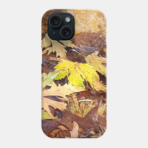 Fallen leaves floating in the river, 3, (Set of 3), fall, autumn, xmas, holiday, nature, forest, trees, winter, color, flowers, orange, art, botanical, leaves, leaf, floral, wet, rain, water, holidays, digital, spring, aqua, graphic-design, christmas Phone Case by PrintedDreams