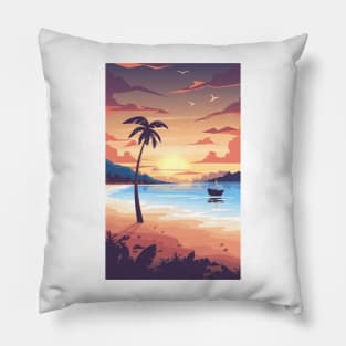 Sunset at the beach Pillow