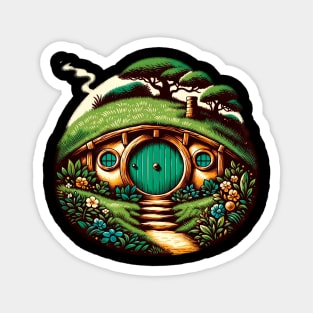 Enchanted Hobbit Haven: Whimsical Fantasy Door Art Magnet