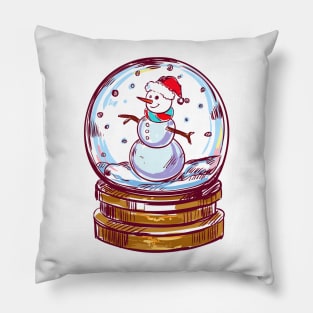 Snowmen in Globe Christmas Pillow