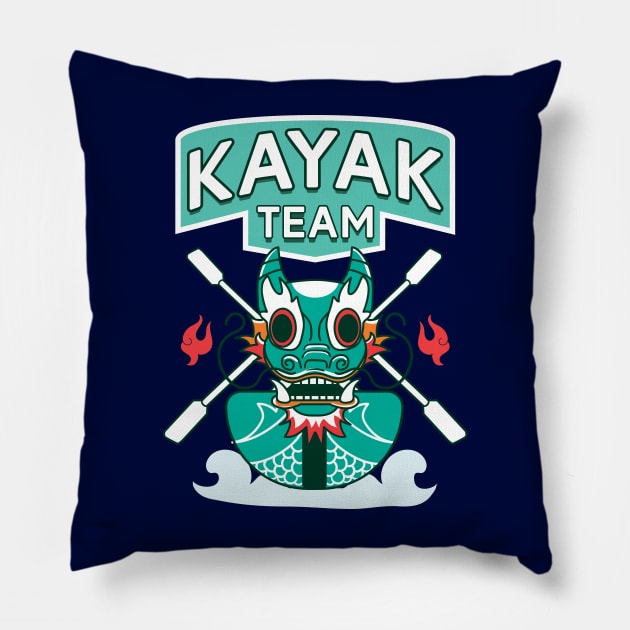 Kayak team Pillow by ArtStopCreative