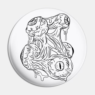 Scary Eye Monster Horror Black Lineart Pin