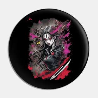 Colorful anime bloody vampire girl lots of red manga style Pin