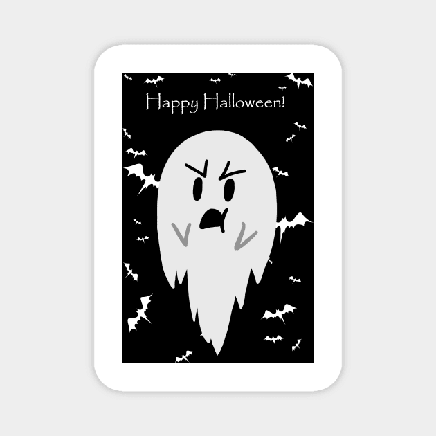 "Happy Halloween" Ghost Pout Magnet by saradaboru