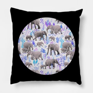 Sweet Elephants in Aqua, Purple, Cream and Grey Pillow