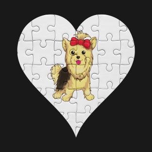 Yorkshire Terrier Heart Jigsaw Pieces Design - Gift for Yorkshire Terrier Lovers T-Shirt