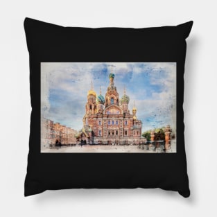 The church of Savior on Spilled Blood in Saint Petersburg, Russia Pillow