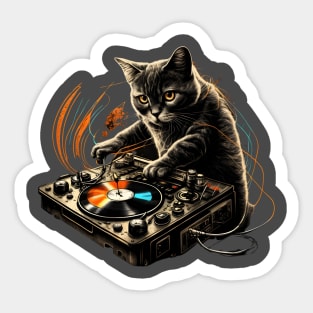 Dj Sticker House Cat Sticker 3X3 Glossy Vinyl 