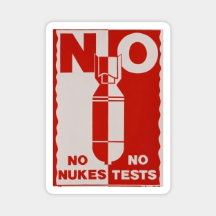 No Nukes No Tests Red Print Magnet