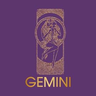 Golden Gemini Zodiac Sign T-Shirt