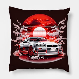 Sunset Drift: Cherry Blossom Edition Pillow