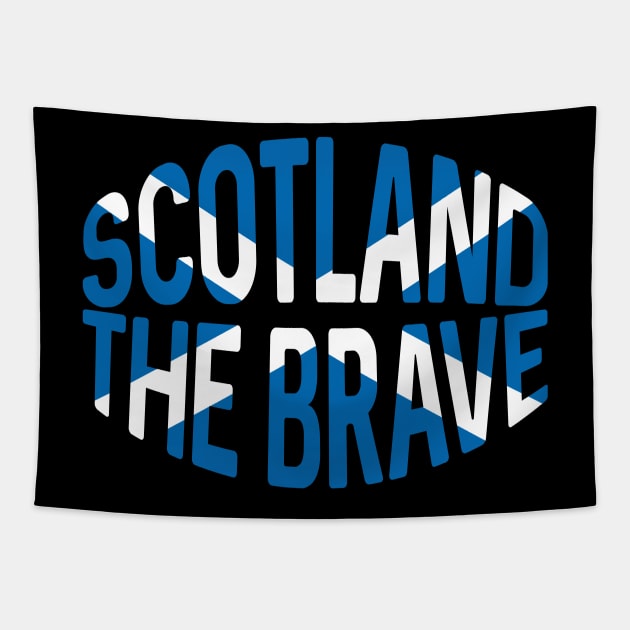 SCOTLAND THE BRAVE, Saltire Typography Design Tapestry by MacPean