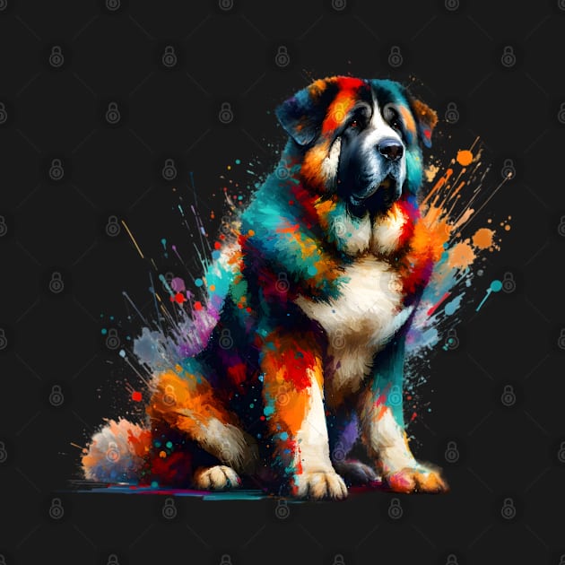 Abstract Colorful Splash Central Asian Shepherd Dog Art by ArtRUs