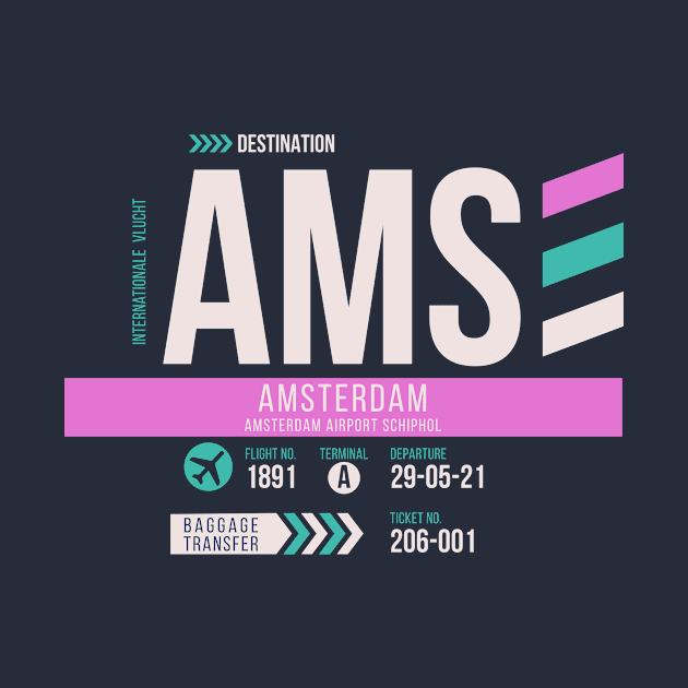 Amsterdam (AMS) Airport Code Baggage Tag by SLAG_Creative