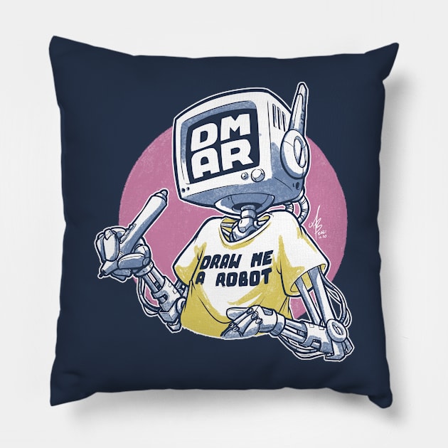 Draw me a Robot (dark) Pillow by MBGraphiX