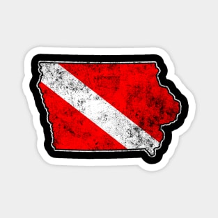 Iowa Dive Flag Scuba Diving State Map Dive Flag Distressed Magnet