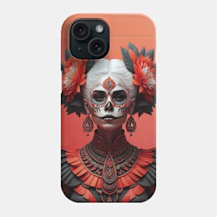 orange girl dia de los muertos Phone Case