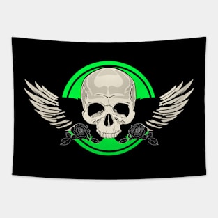 Wing Skull - GREEN Tapestry