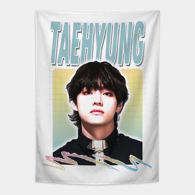 Taehyung V - Retro Style Fan Artwork Tapestry by DankFutura