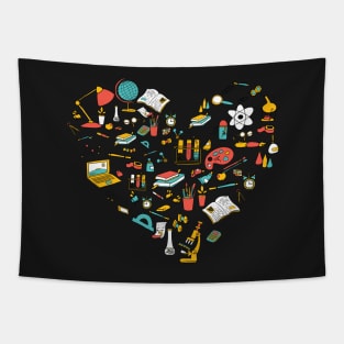 School Kawaii Heart Tapestry