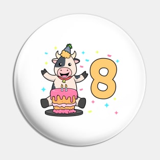 I am 8 with cow - kids birthday 8 years old Pin