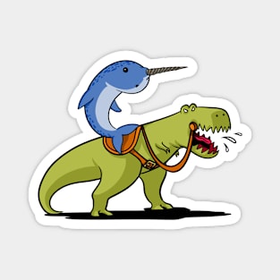 Narwhal Riding T-Rex Dinosaur Magnet