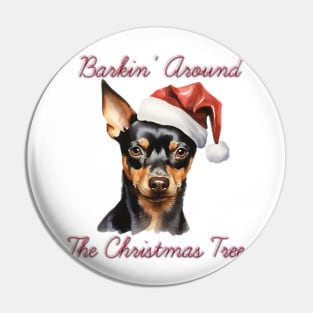 Christmas Miniature Pinscher Dog in Santa Hat Pin