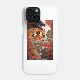 Red Flowers Tiger Phone Case