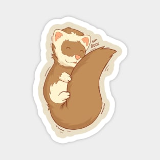 cute ferret hugging his long fluffy tail Magnet