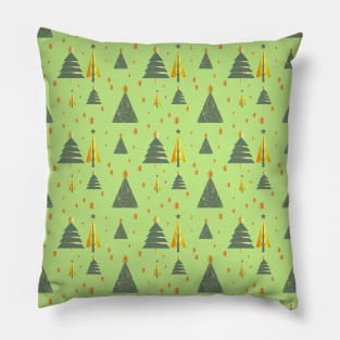 Golden Xmas tree on green Pillow