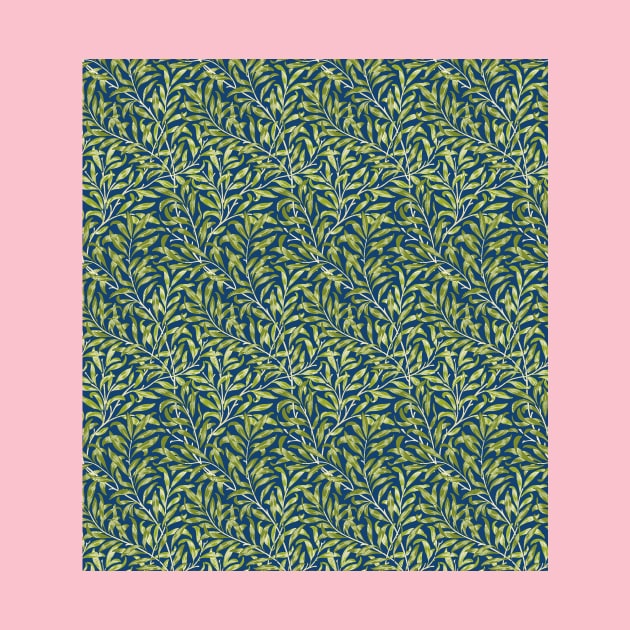 William Morris Willow Boughs Recolored Green on Blue by tiokvadrat