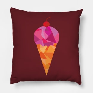 Geometric Ice Cream Cone and Cherry Pillow