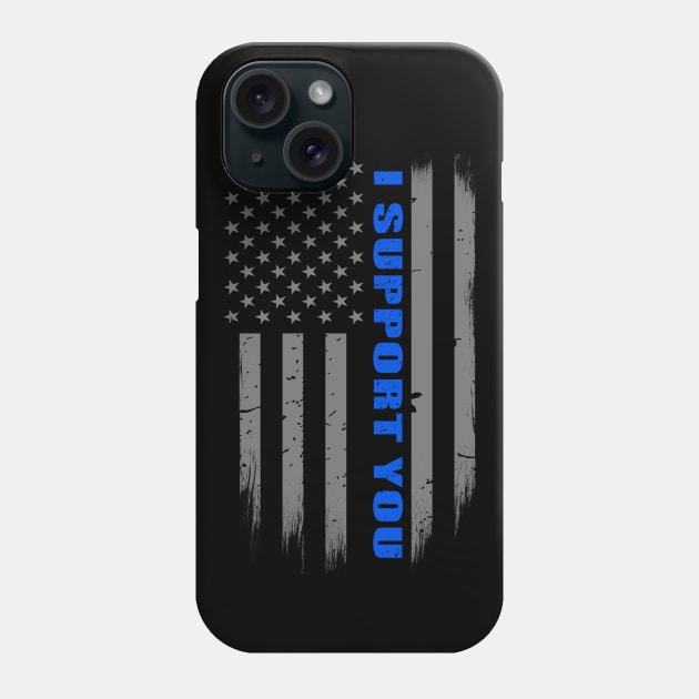 Police Officer Support Thin Blue Line Flag Phone Case by bluelinemotivation