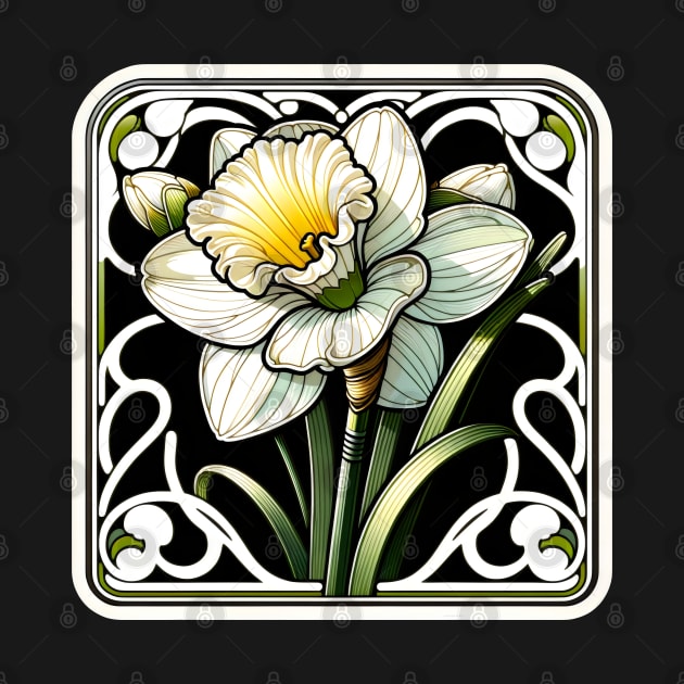 art nouveau narcissus december Birth Month Flower by OddHouse