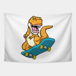 Dinosaur as Skater with Skateboard Tapestry