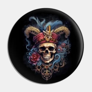 Baroque Pirate Skull: A Vintage Treasure Pin