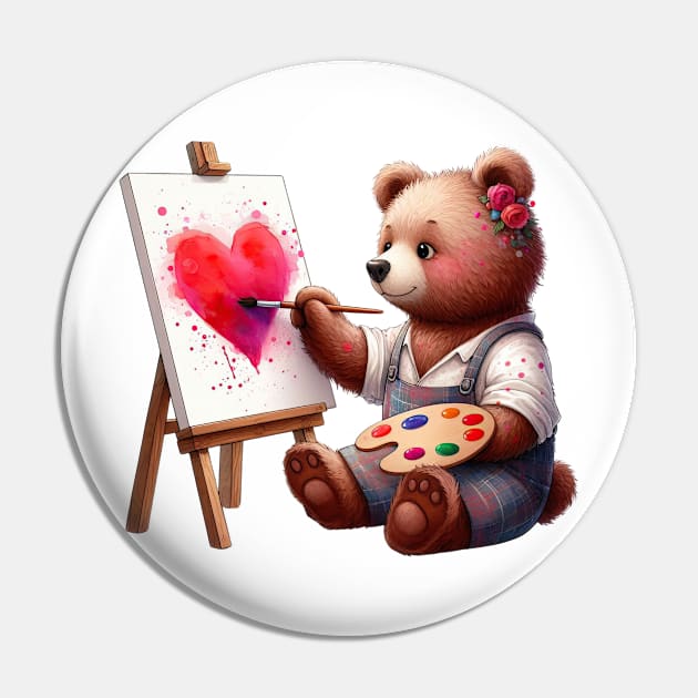 Valentine Love Bear Pin by Chromatic Fusion Studio