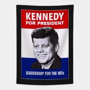 Beautifully Retouched and Enhanced JFK for President: Leadership for the 60's Print Tapestry