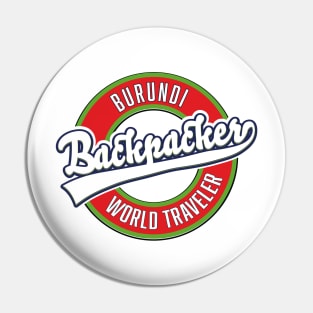 Burundi backpacker world traveler logo Pin