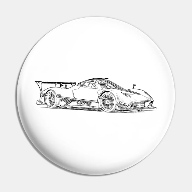 Pagani Zonda R Supercar Racing Wireframe Pin by Auto-Prints