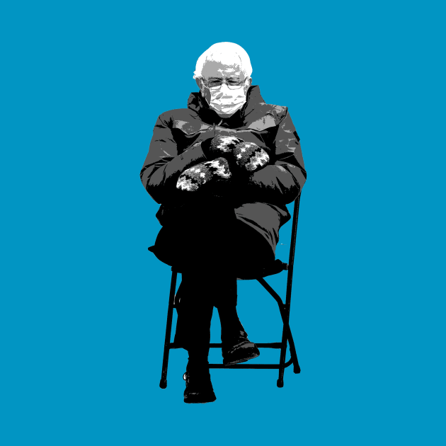 Sanders sitting in a folding chair by Tamie