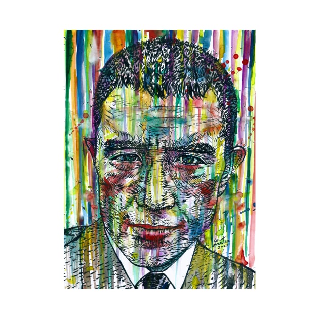 YUKIO MISHIMA watercolor and ink portrait.2 by lautir