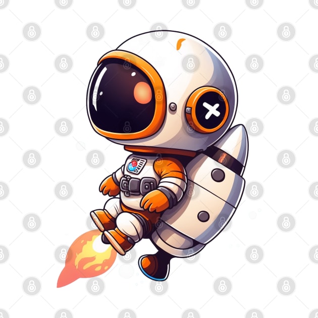 CUTE CHIBI ASTRONAUT ROCKET SUIT IN OUTERSPACE by athirdcreatives