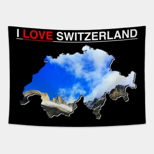 I Love Switzerland Map Mountains over Rhone Glacier Tapestry