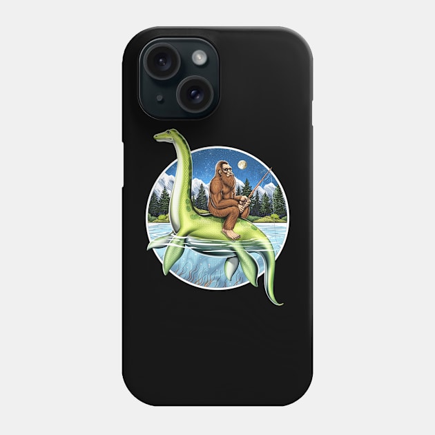 Bigfoot Loch Ness Fishing Phone Case by underheaven