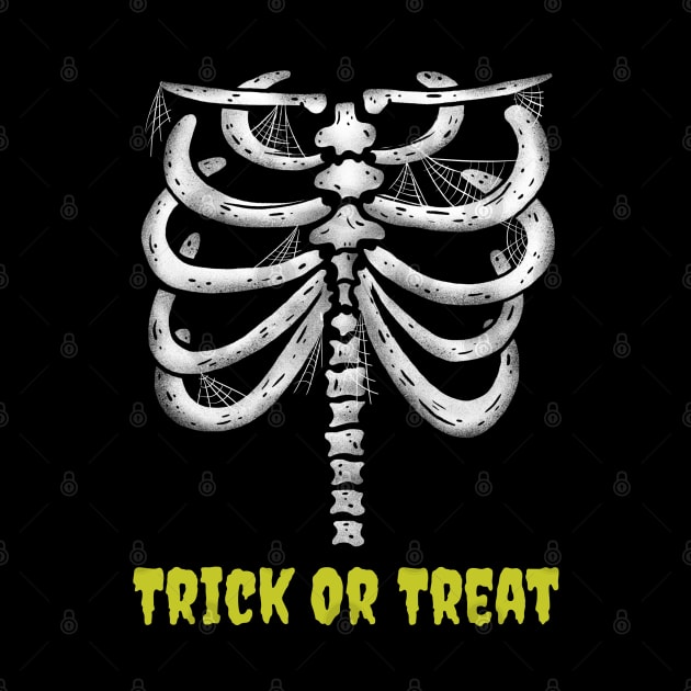 Trick Or Treat Funny Skeleton Halloween Design by Up 4 Tee