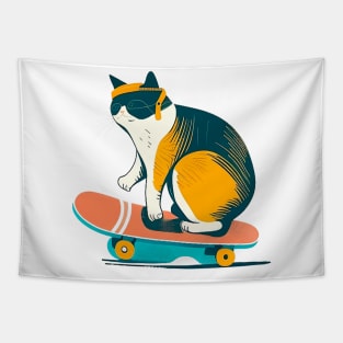 Cat and skateboard Tapestry